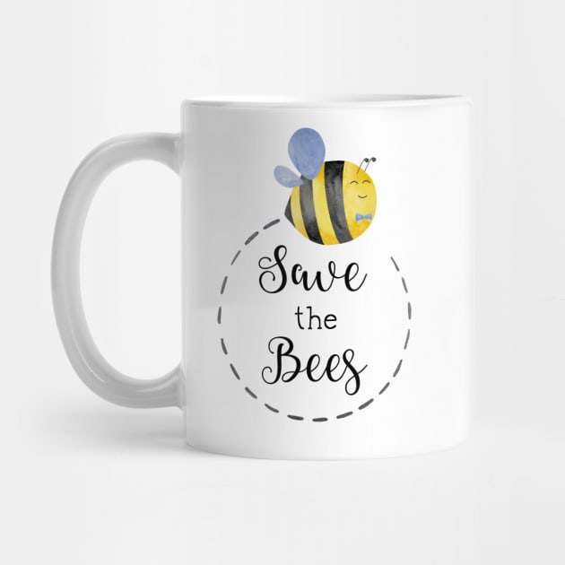 Cute Watercolor Save the Bees by JanesCreations